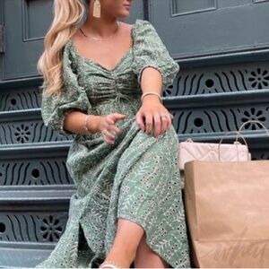 Revolve -Joie Green Eyelet Cutout Dress s 12